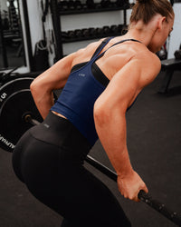 Woman wearing Flame Ribbed Tank in Future Navy | Size:S | Model:Monique