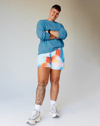 Model wearing Our Journey Oversize Heavyweight FLXCotton Long Sleeve Tee - Azure Blue | Model:Em | Size:S