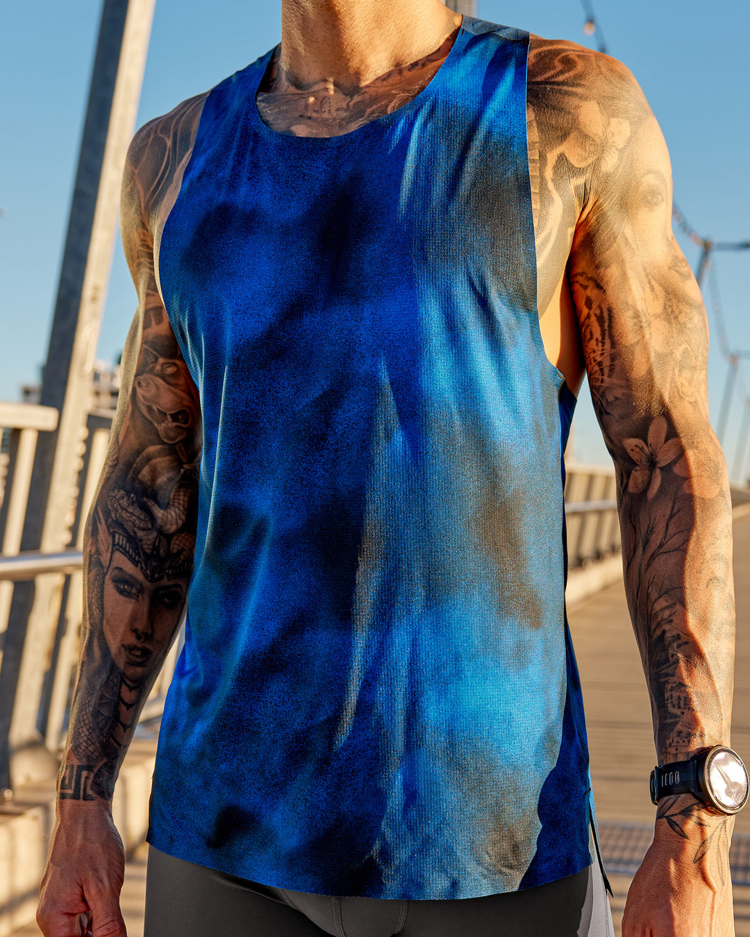 Man wearing Pursuit Training Tank - Fade Print | Model:Tommy | Size:S