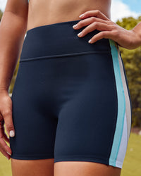 Woman wearing Revitalise Ultra High-Rise 6" Short - Future Navy-Multi | Model:Lizette | Size:S