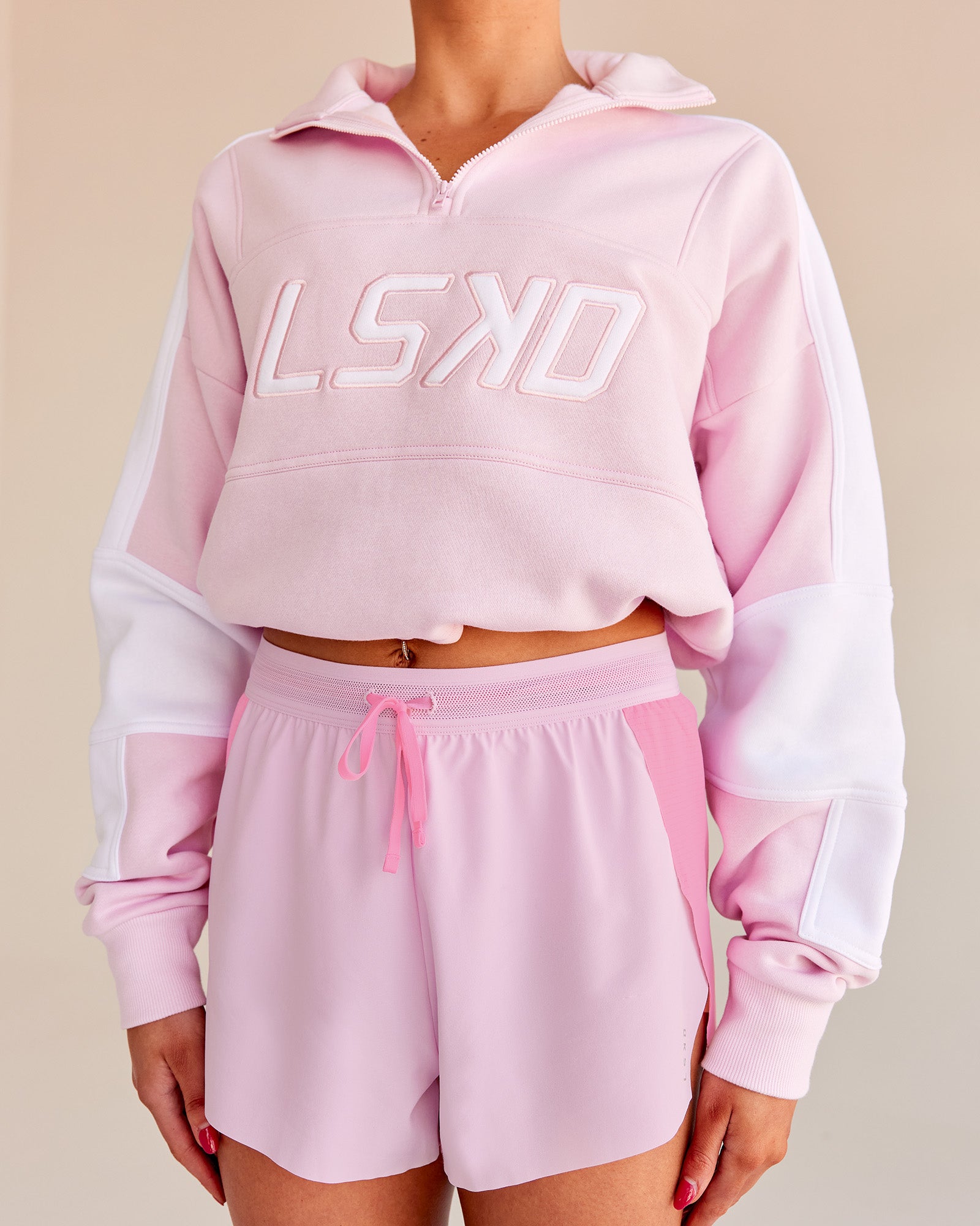 Woman wearing Slam Quarter Zip Sweater - Marshmallow-White | Size:S