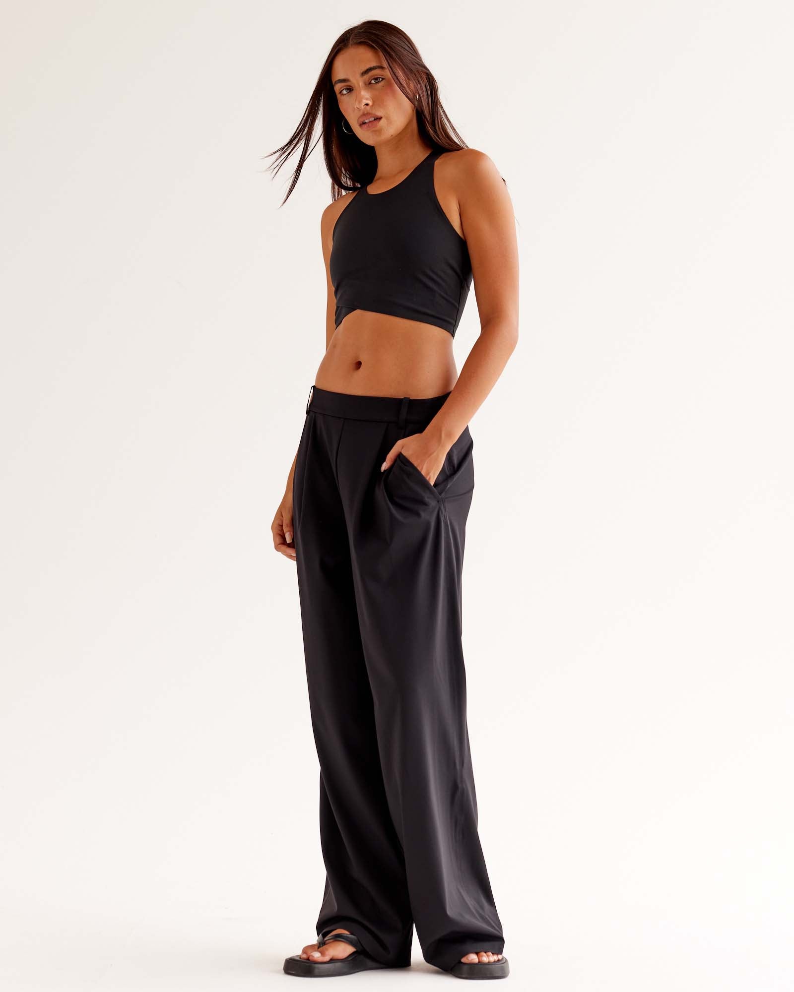 StretchShift Wide Leg Pant - Black | LSKD