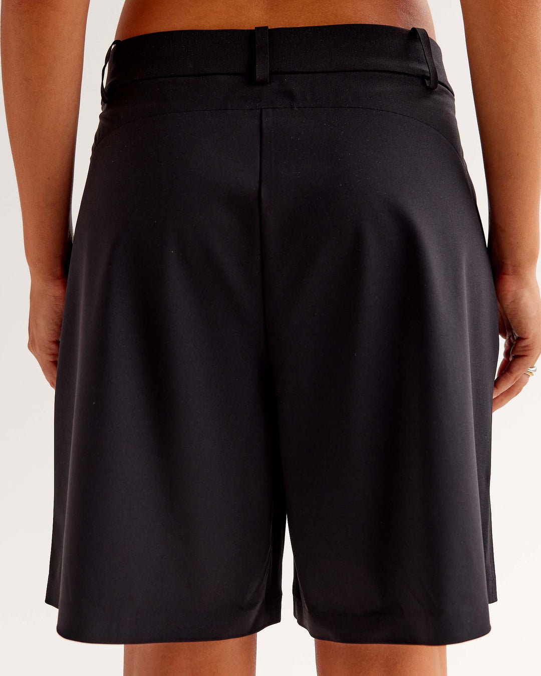 Woman wearing StretchShift Wide Leg Short - Black | Model:Ruby | Size:S