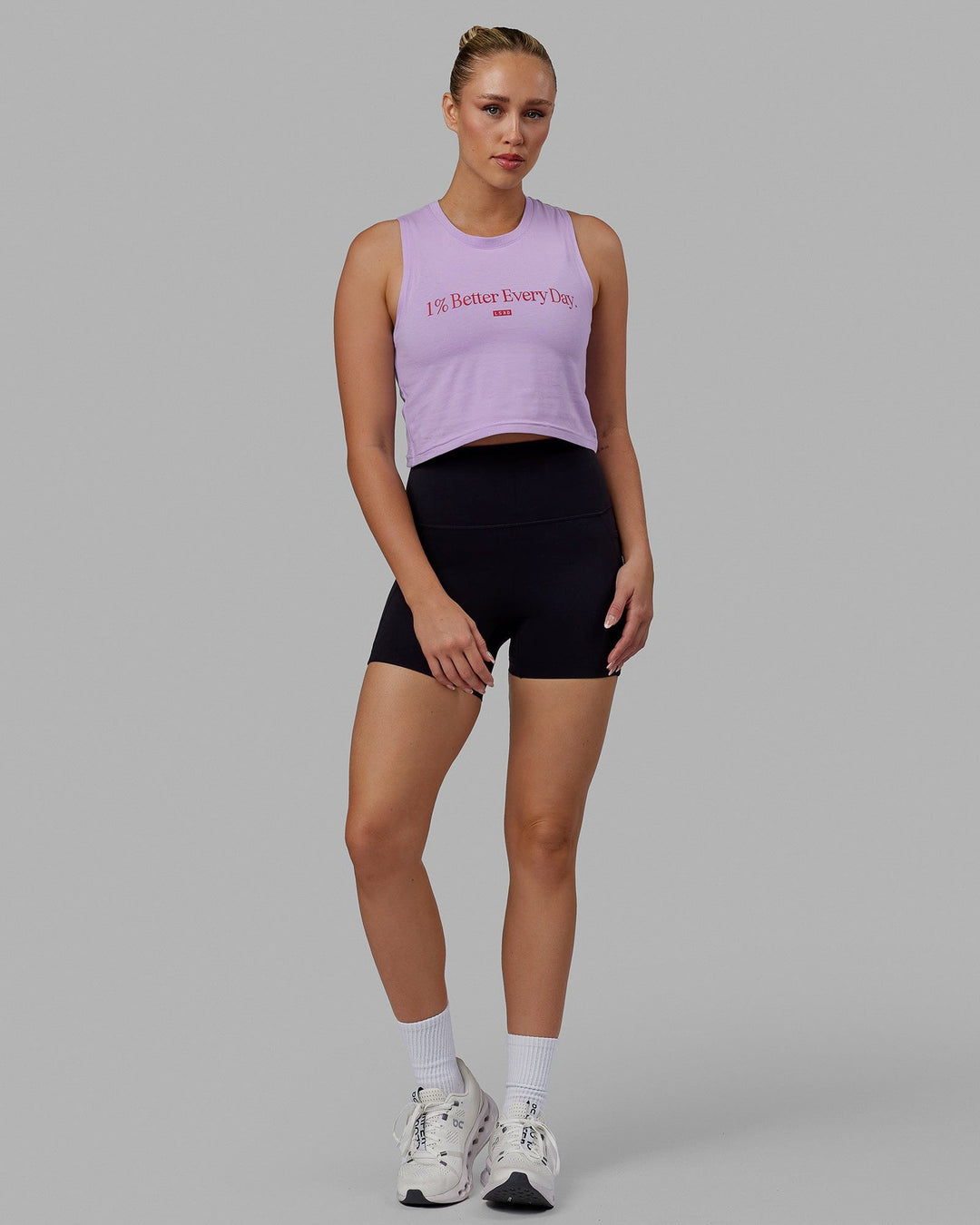 Woman wearing 1% Better FLXCotton Tank - Purple-Red