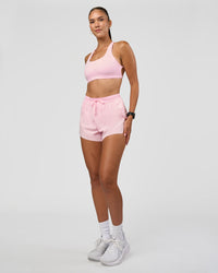 Woman wearing Accelerate 3" High-Rise Running Short - Marshmallow | Model:Rhiley | Size:S