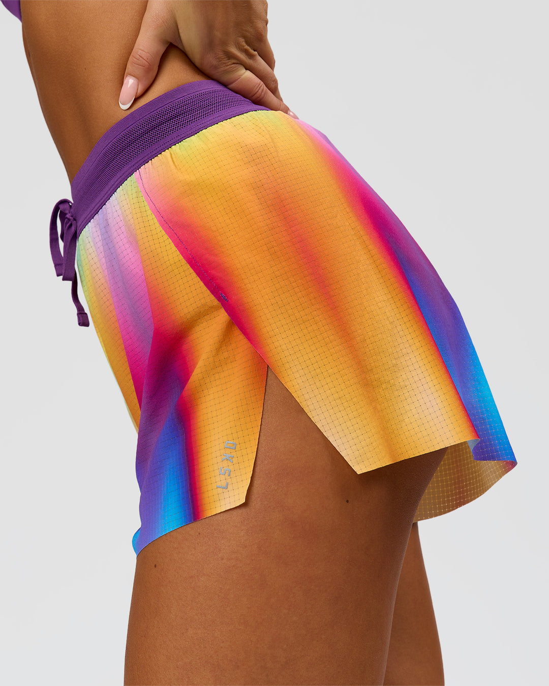 Woman wearing Accelerate 3" High-Rise Running Short - Radiate Print | Model:Bianca | Size:S