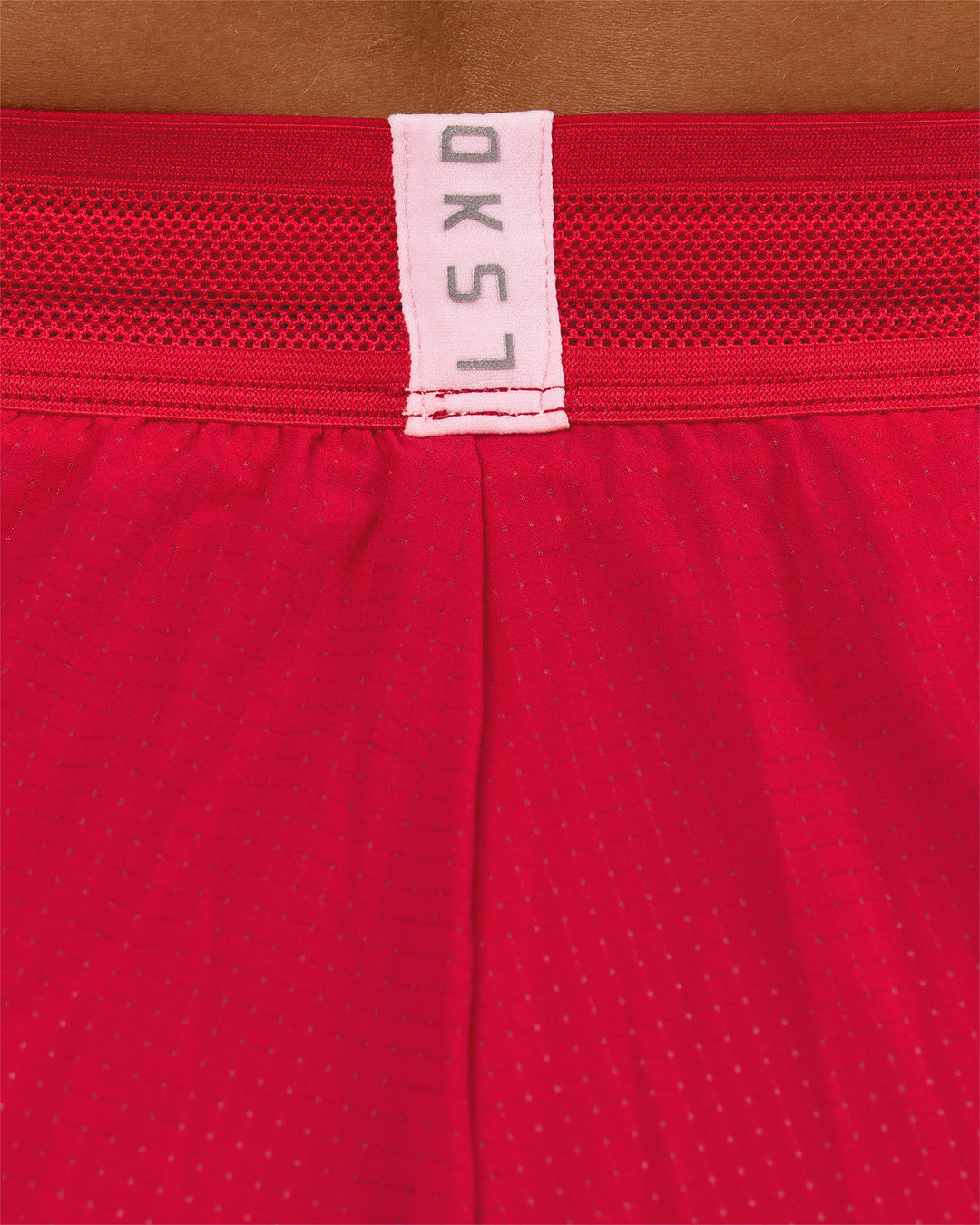 Woman wearing Accelerate 3" High-Rise Running Short - Scarlet-Marshmallow | Model:Amity | Size:S