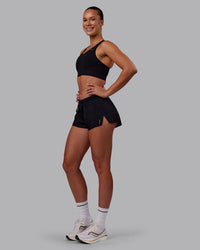 Woman wearing Accelerate 3" Running Short - Black | Model:Charlize | Size:S