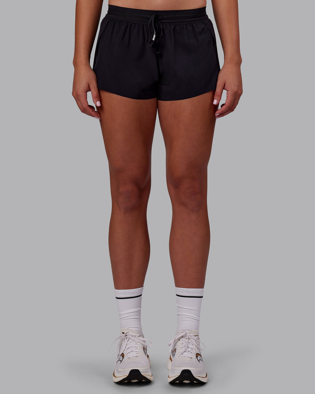 Woman wearing Accelerate 3&quot; Running Short - Black | Model:Charlize | Size:S