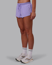 Woman wearing Accelerate 3" Running Short - Violet Ray | Model:Charlize | Size:S