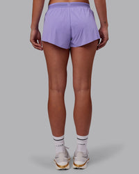 Woman wearing Accelerate 3" Running Short - Violet Ray | Model:Charlize | Size:S