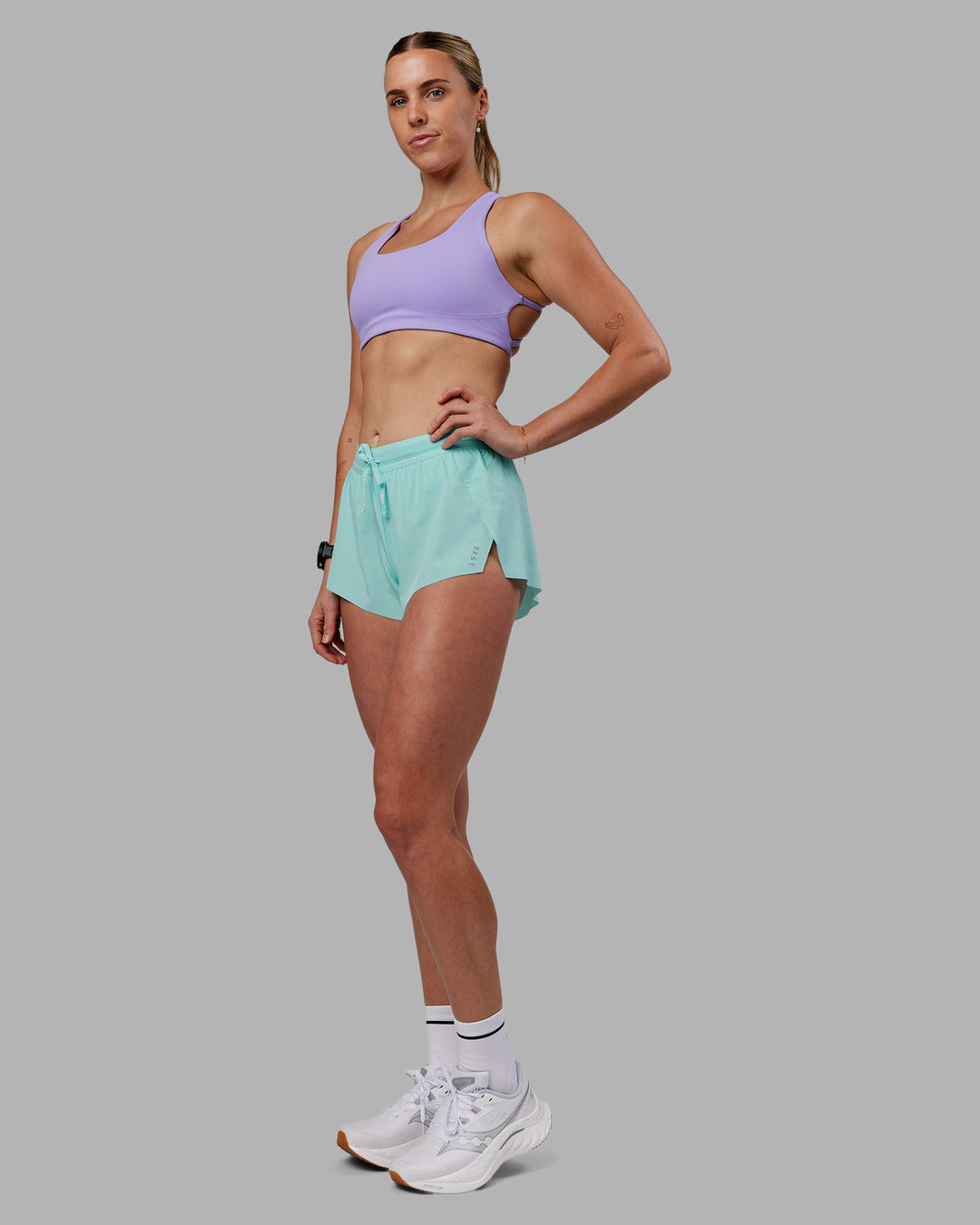 Woman wearing Accelerate 3&quot; Running Short - Island Paradise | Model:Shae | Size:S