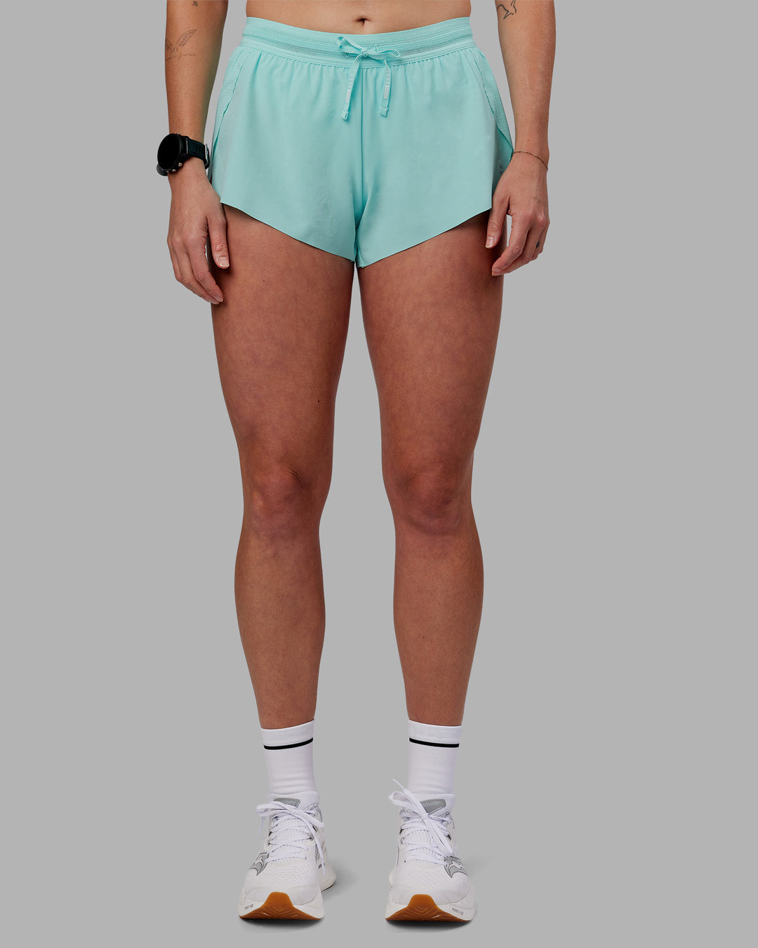 Woman wearing Accelerate 3&quot; Running Short - Island Paradise | Model:Shae | Size:S
