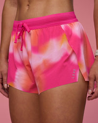 Woman wearing Accelerate 3" Running Short - Pink Glow Print | Model:Hannah | Size:S | Thumbnail Index: 7