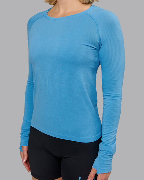 Womens AeroFLX+ Seamless Long Sleeve Tee - Azure Blue Marl | LSKD