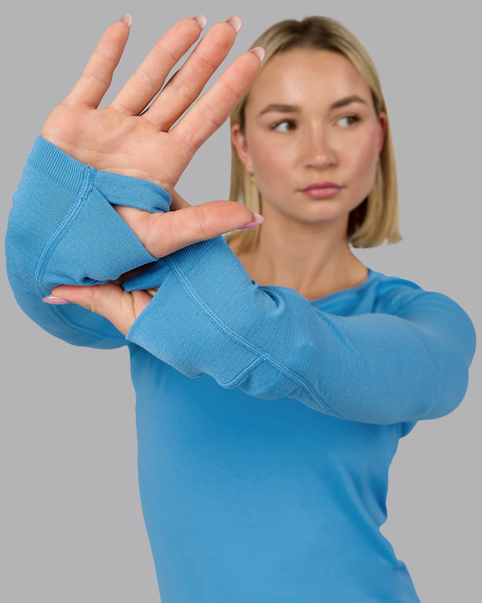 Womens AeroFLX+ Seamless Long Sleeve Tee - Azure Blue Marl | LSKD