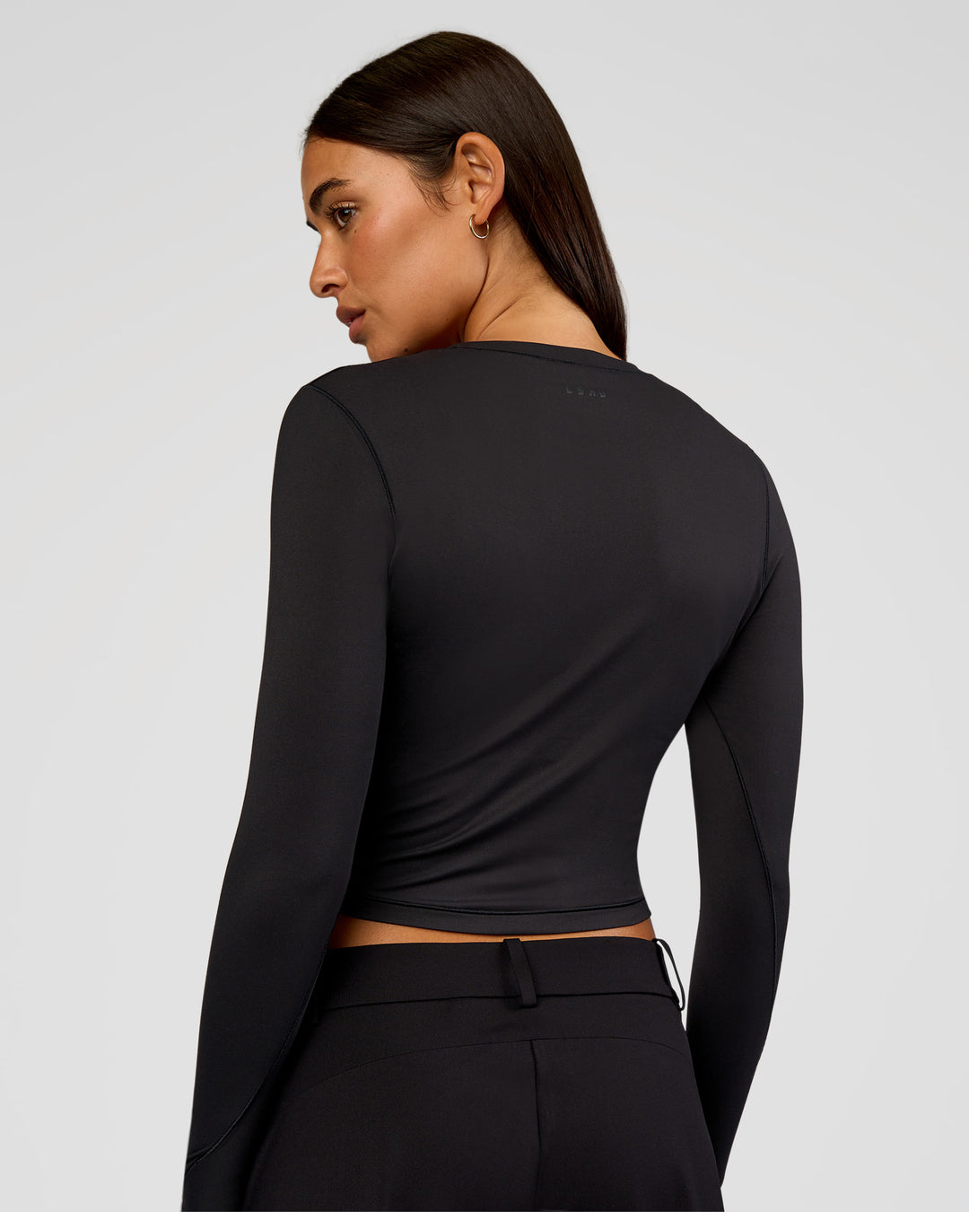 Woman wearing All Day Long Sleeve Tee - Black | Model:Ruby | Size:S