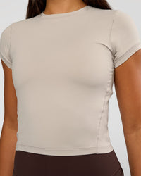 Woman wearing All Day Short Sleeve Tee - Shale Beige | Model:Ruby | Size:S | Thumbnail Index: 4
