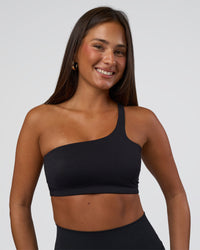 Woman wearing Angle Sports Bra - Black | Model:Bianca | Size:S | Thumbnail Index: 0