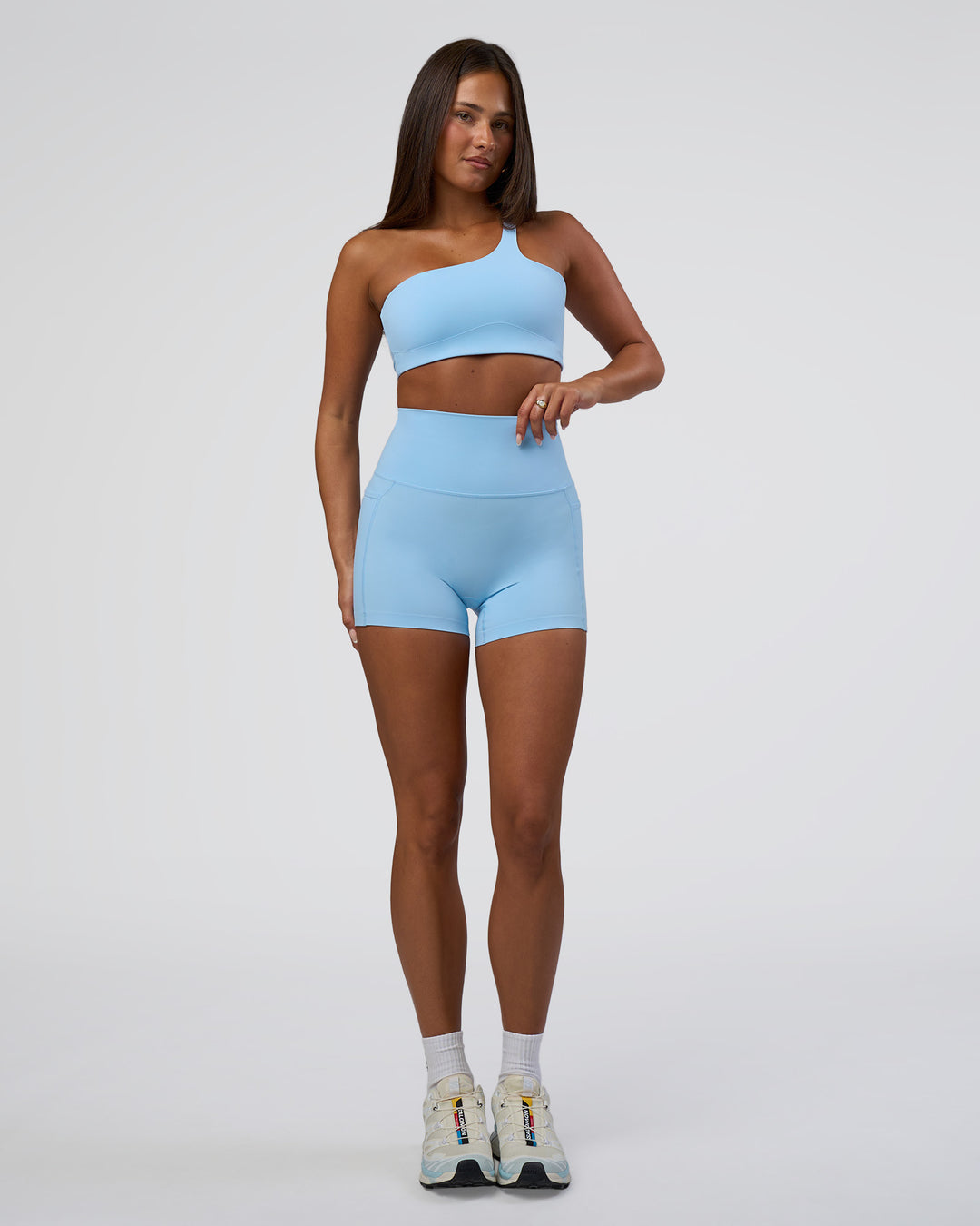 Woman wearing Angle Sports Bra - Open Air | Model:Bianca | Size:S