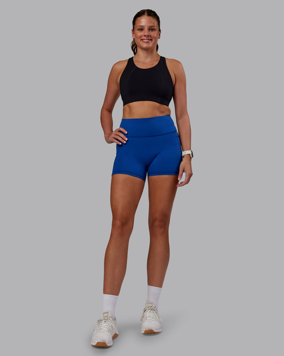 Woman wearing Ascent Sports Bra - Black | Model:Phoebe | Size:S