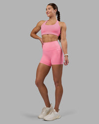 Woman wearing Aspire Sports Bra - Candy Pink | Model:Hannah | Size:S
