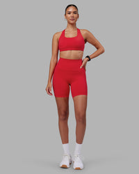 Woman wearing Aspire Sports Bra - Scarlet | Model:Rhiley | Size:S | Thumbnail Index: 4