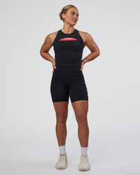 Woman wearing Be Bold Performance Tank - Black | Model:Tenaya | Size:S