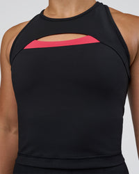 Woman wearing Be Bold Performance Tank - Black | Model:Tenaya | Size:S