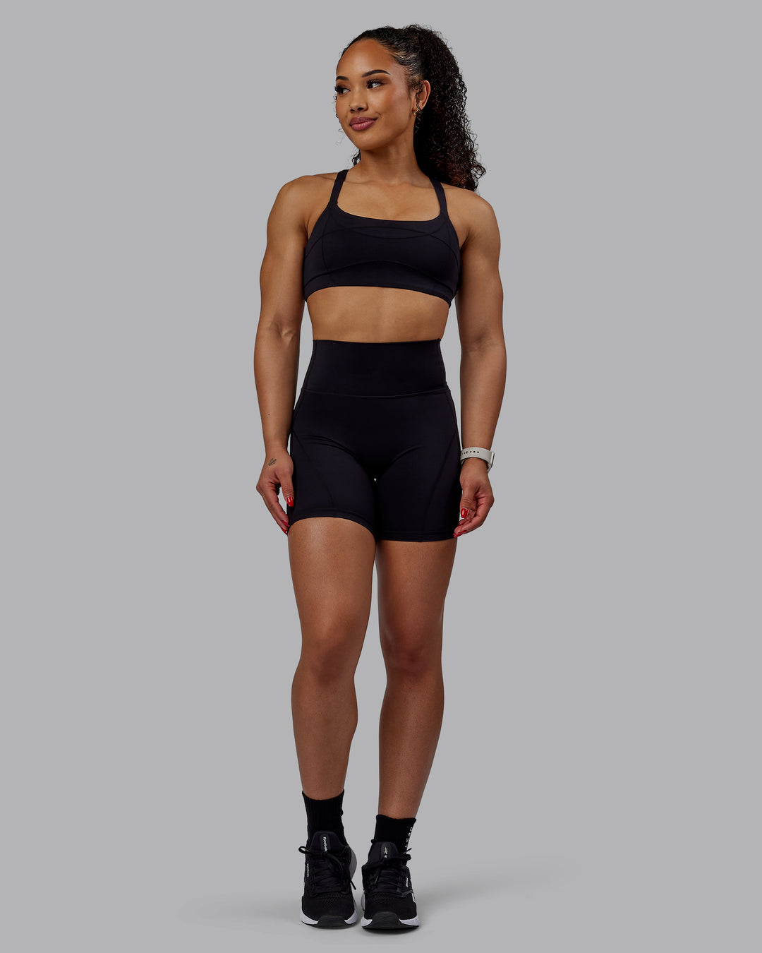 Woman wearing Bend Ultra High-Rise 6&quot; Short - Black