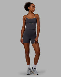 Woman wearing Bree Masters Fusion Ultra High-Rise 6" Short Pockets - Stormy