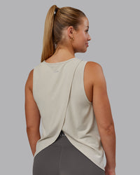 Woman wearing Breeze Training Tank - Shale Beige | Model:Hannah | Size:S