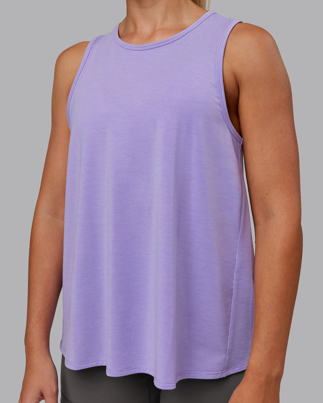 Woman wearing Breeze Training Tank - Violet Ray | Model:Hannah | Size:S