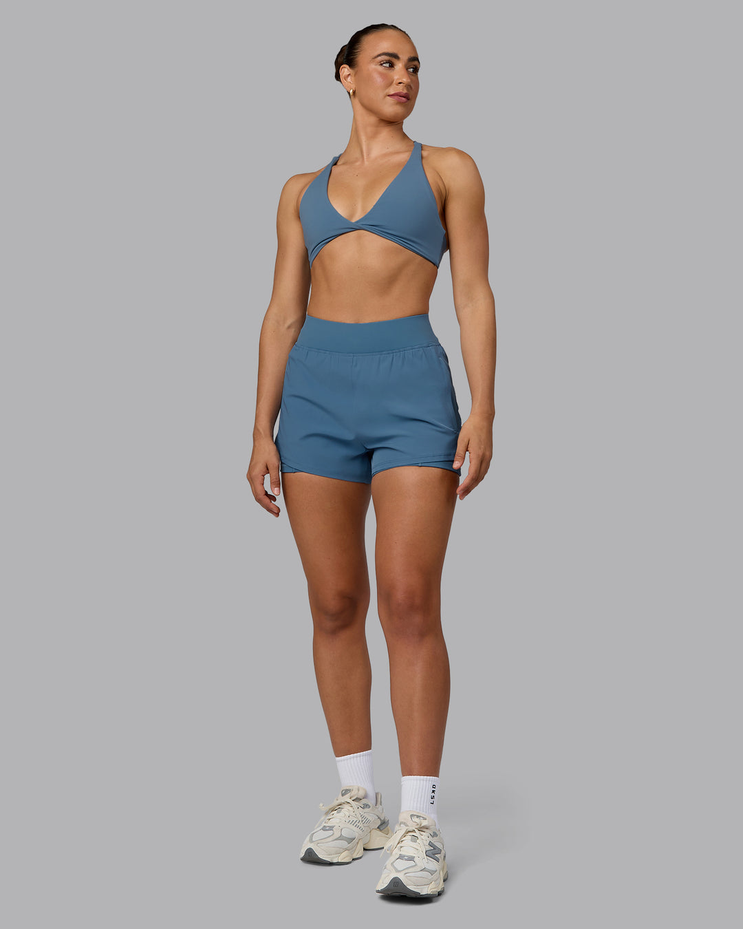 Woman wearing Challenger 3&quot; Lined Performance Shorts - Elemental Blue