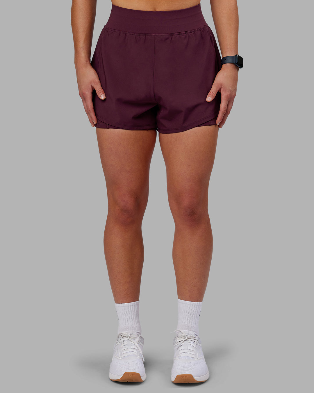 Woman wearing Challenger 3&quot; Lined Performance Short - Cherry Lacquer | Model:Keisha | Size:S
