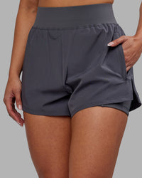 Woman wearing Challenger 3" Lined Performance Short - Dark Storm | Model:Ayla | Size:S