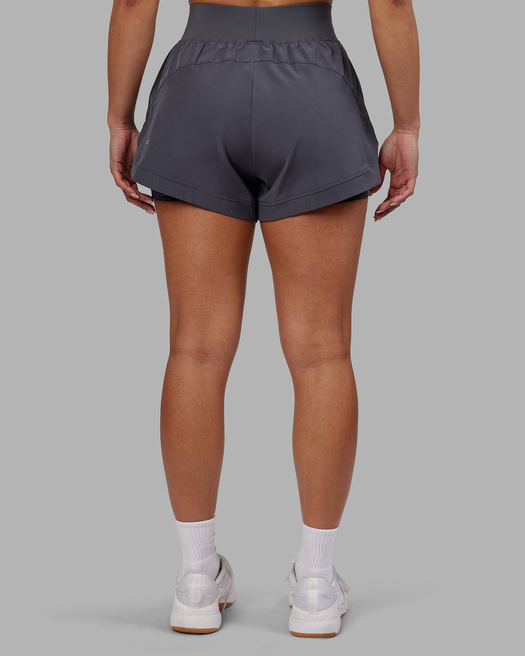 Woman wearing Challenger 3&quot; Lined Performance Short - Dark Storm | Model:Ayla | Size:S