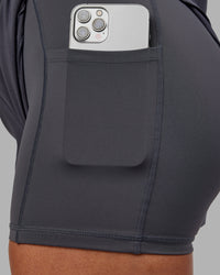 Woman wearing Challenger 3" Lined Performance Short - Dark Storm | Model:Ayla | Size:S