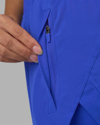Woman wearing Challenger 3" Lined Performance Short - Power Cobalt | Model:Rhiley | Size:S