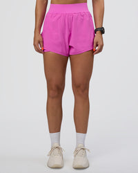 Woman wearing Challenger 3" Lined Performance Short - Ultra Fuchsia | Model:Abbey | Size:S