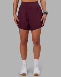 Woman wearing Challenger 5" Lined Performance Short - Cherry Lacquer | Model:Keisha | Size:S