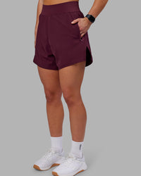 Woman wearing Challenger 5" Lined Performance Short - Cherry Lacquer | Model:Keisha | Size:S