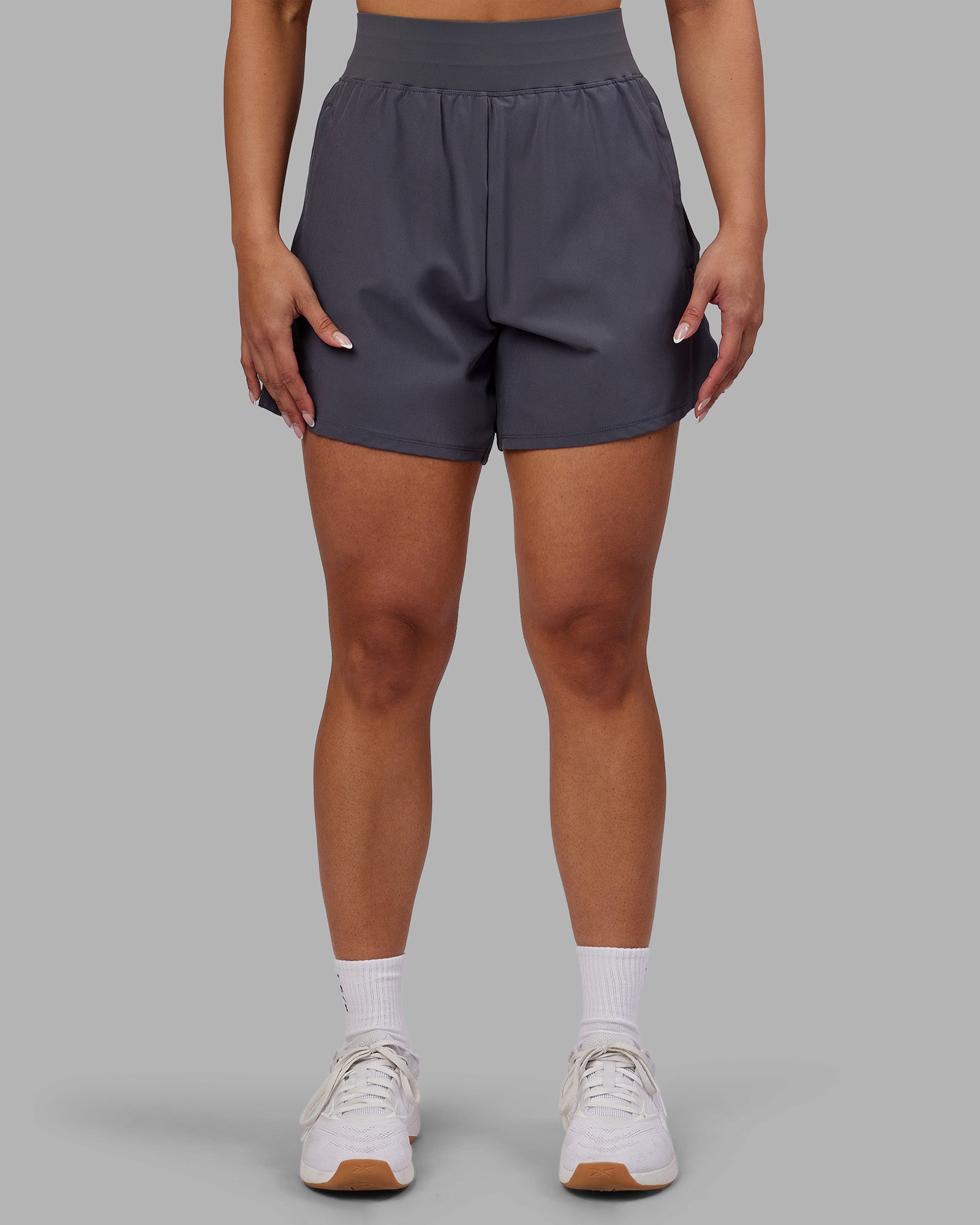 Woman wearing Challenger 5" Lined Performance Short - Dark Storm | Model:Ayla | Size:S