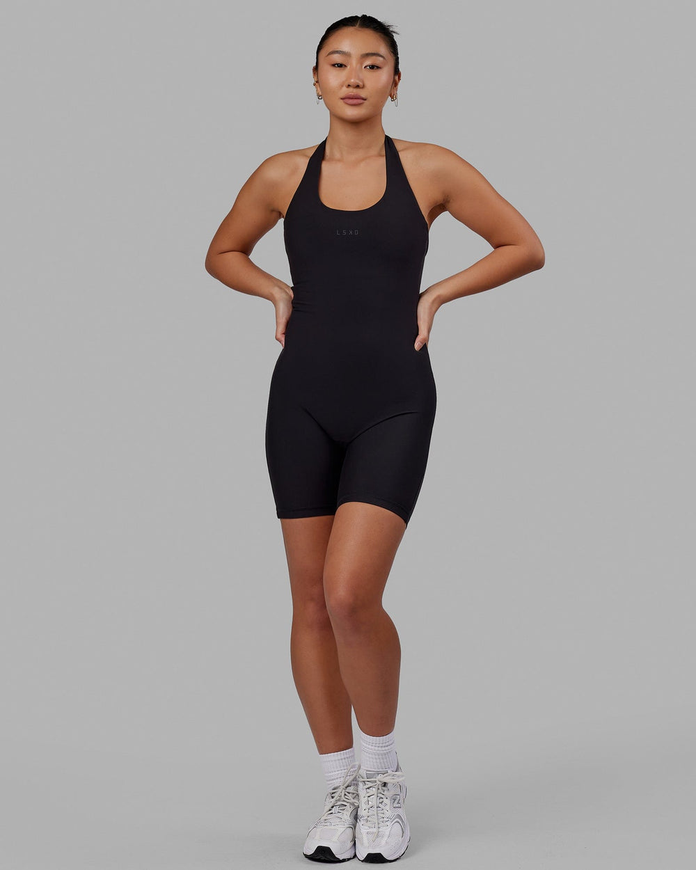 Woman wearing Challenger Bodysuit - Black