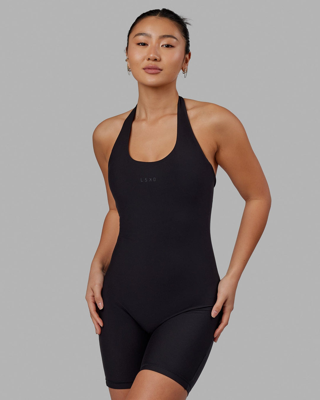 Woman wearing Challenger Bodysuit - Black