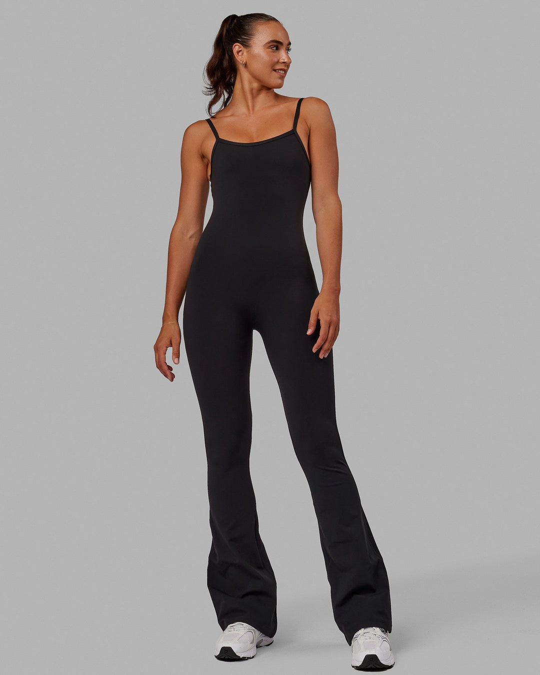 Woman wearing Clarity Full Length Bodysuit - Black