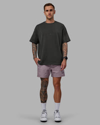 Man wearing Daily 5" Shorts - Grey Purple