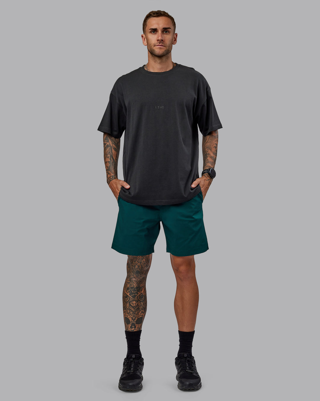 Man wearing Daily 7&quot; Shorts - Dark Moss
