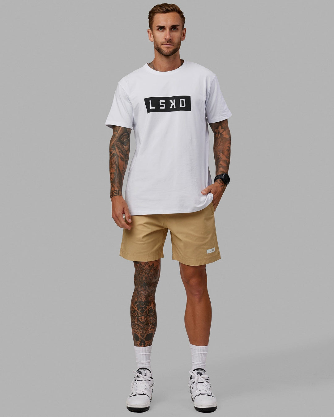 Man wearing Daily Shorts - Pale Khaki