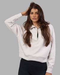 Woman wearing Elevate SoftTouch 1/2 Zip Sweater - Clay-Clay | Model:Phoebe | Size:S